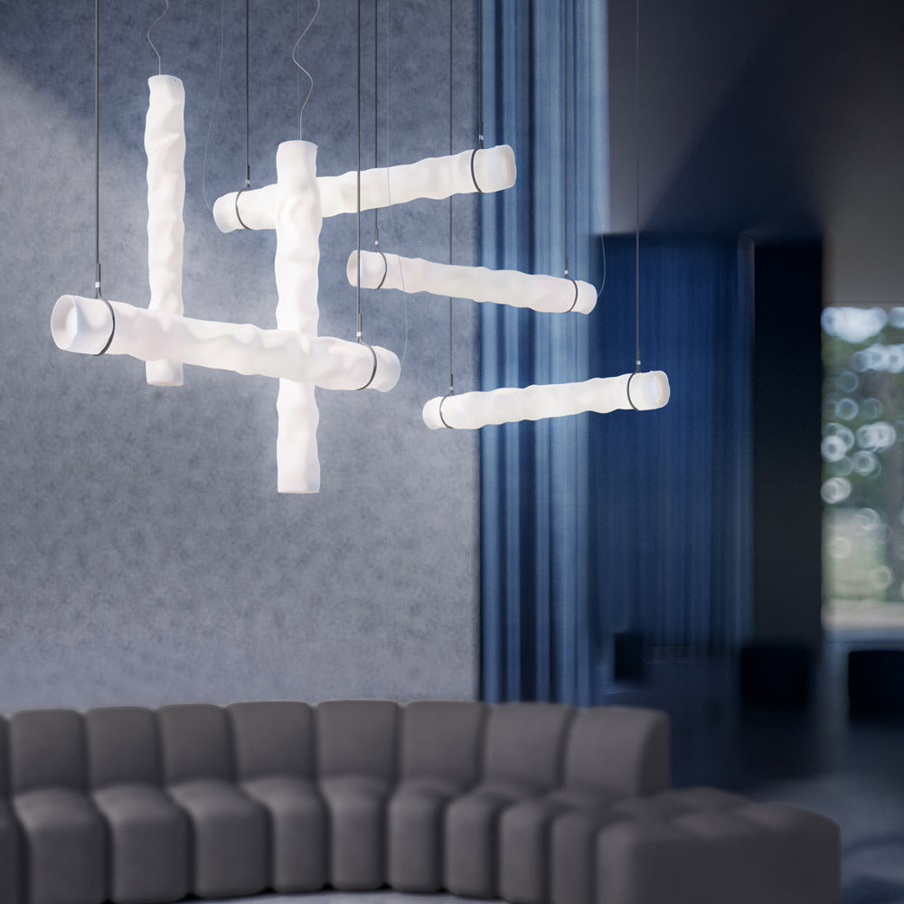 Baggy LED Horizontal Pendant Light in living room.
