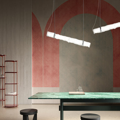 Baggy LED Horizontal Pendant Light in dining room.