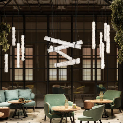 Baggy LED Horizontal Pendant Light in cafe.