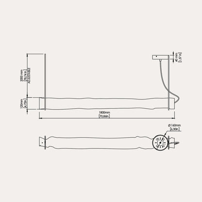 Baggy LED Horizontal Pendant Light - line drawing.