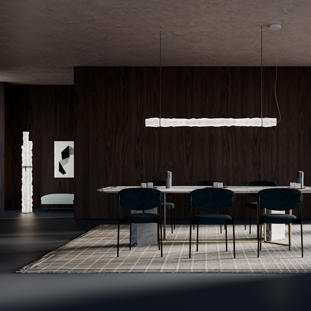 Baggy LED Trio Floor Lamp in dining room.