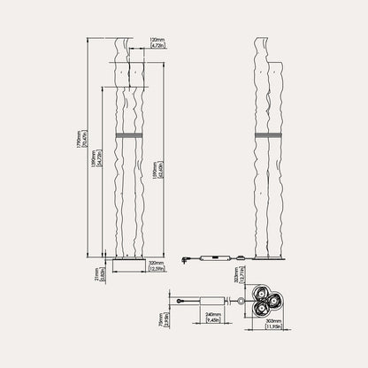 Baggy LED Trio Floor Lamp - line drawing.