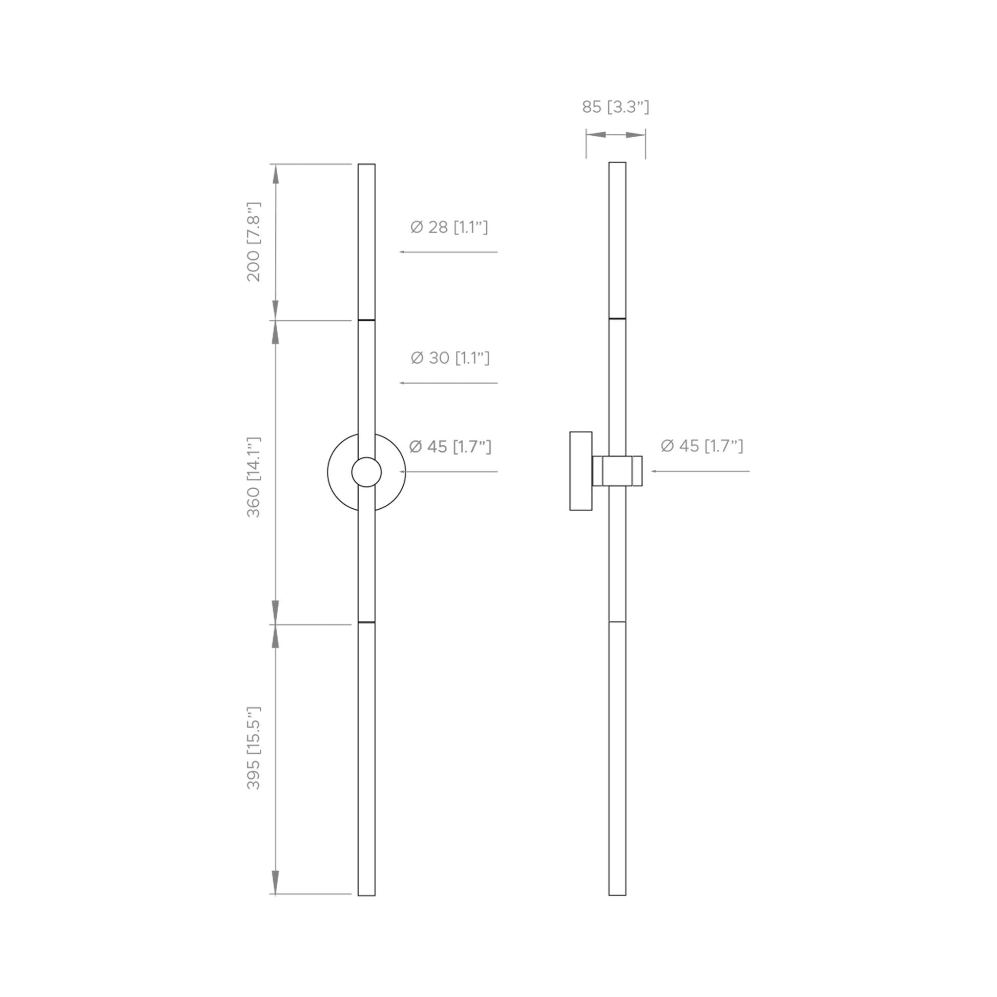 Bianca LED Linear Wall Light - line drawing.