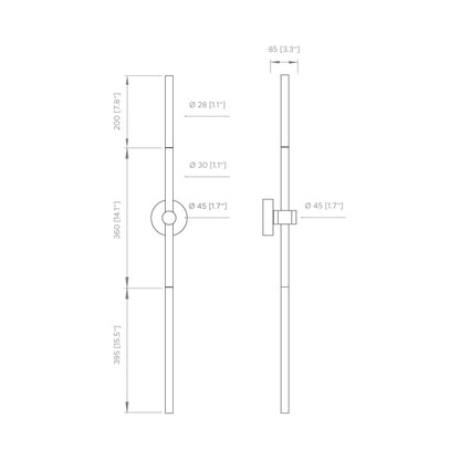 Bianca LED Linear Wall Light - line drawing.