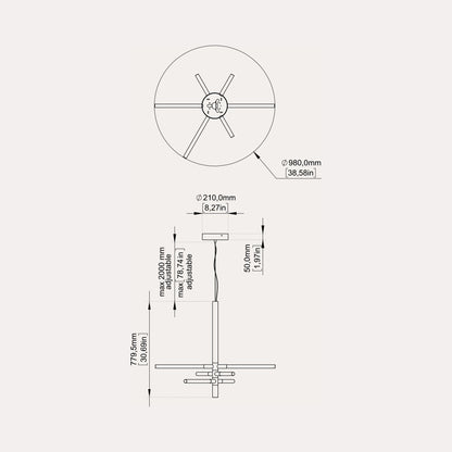 Bianca LED Pendant Light - line drawing.