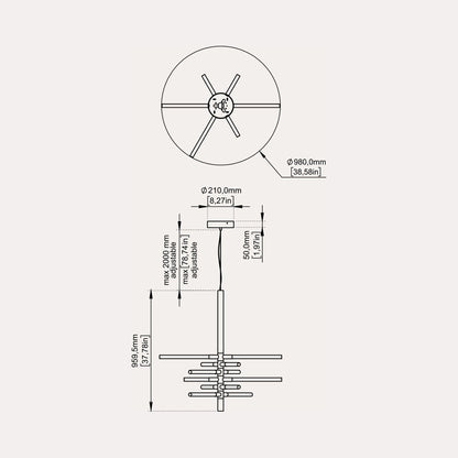 Bianca LED Pendant Light - line drawing.