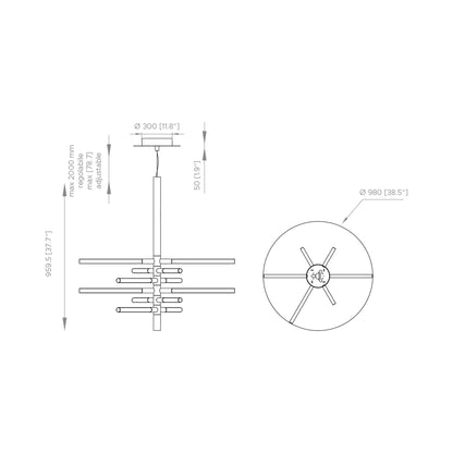 Bianca LED Pendant Light - line drawing.