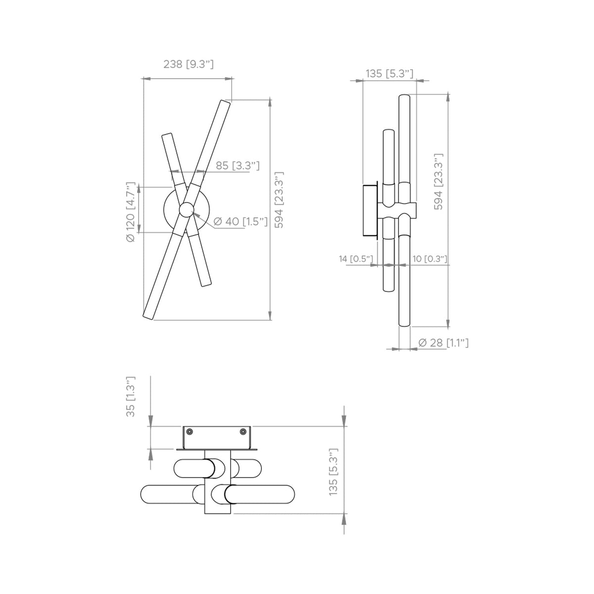 Bianca LED Wall Light - line drawing.
