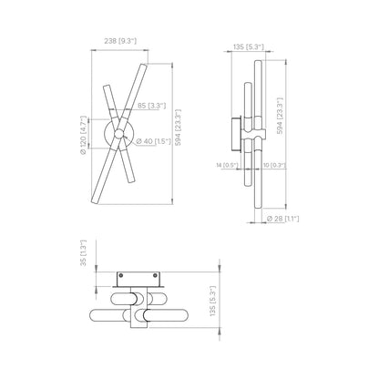 Bianca LED Wall Light - line drawing.