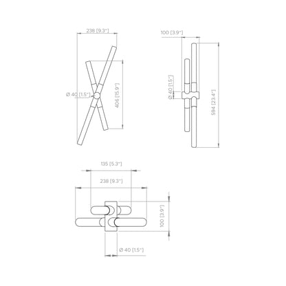 Bianca LED Wall Light - line drawing.
