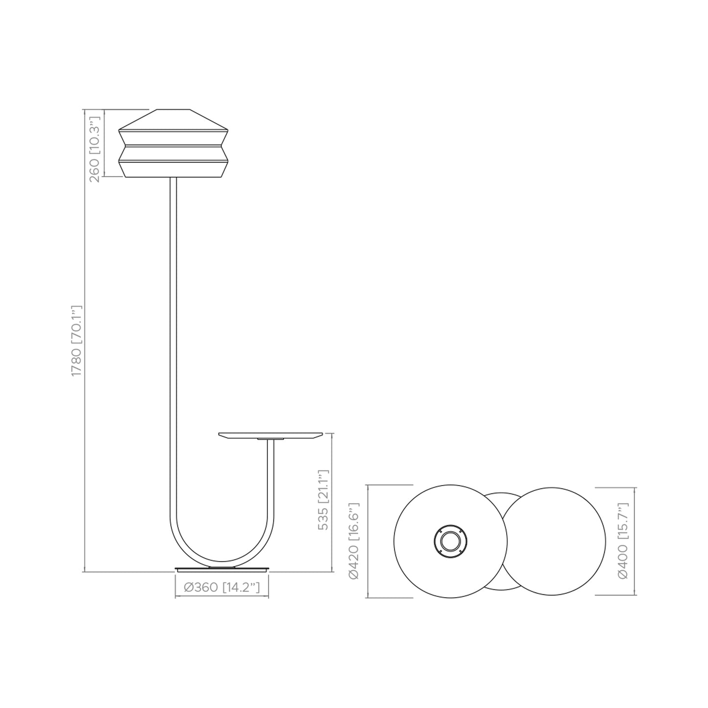 Calypso Antigua Floor Lamp - line drawing.