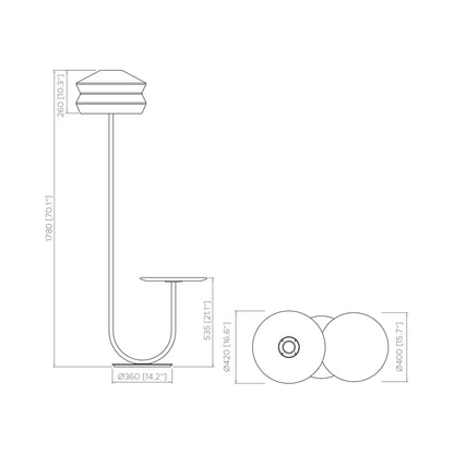 Calypso Antigua Floor Lamp - line drawing.