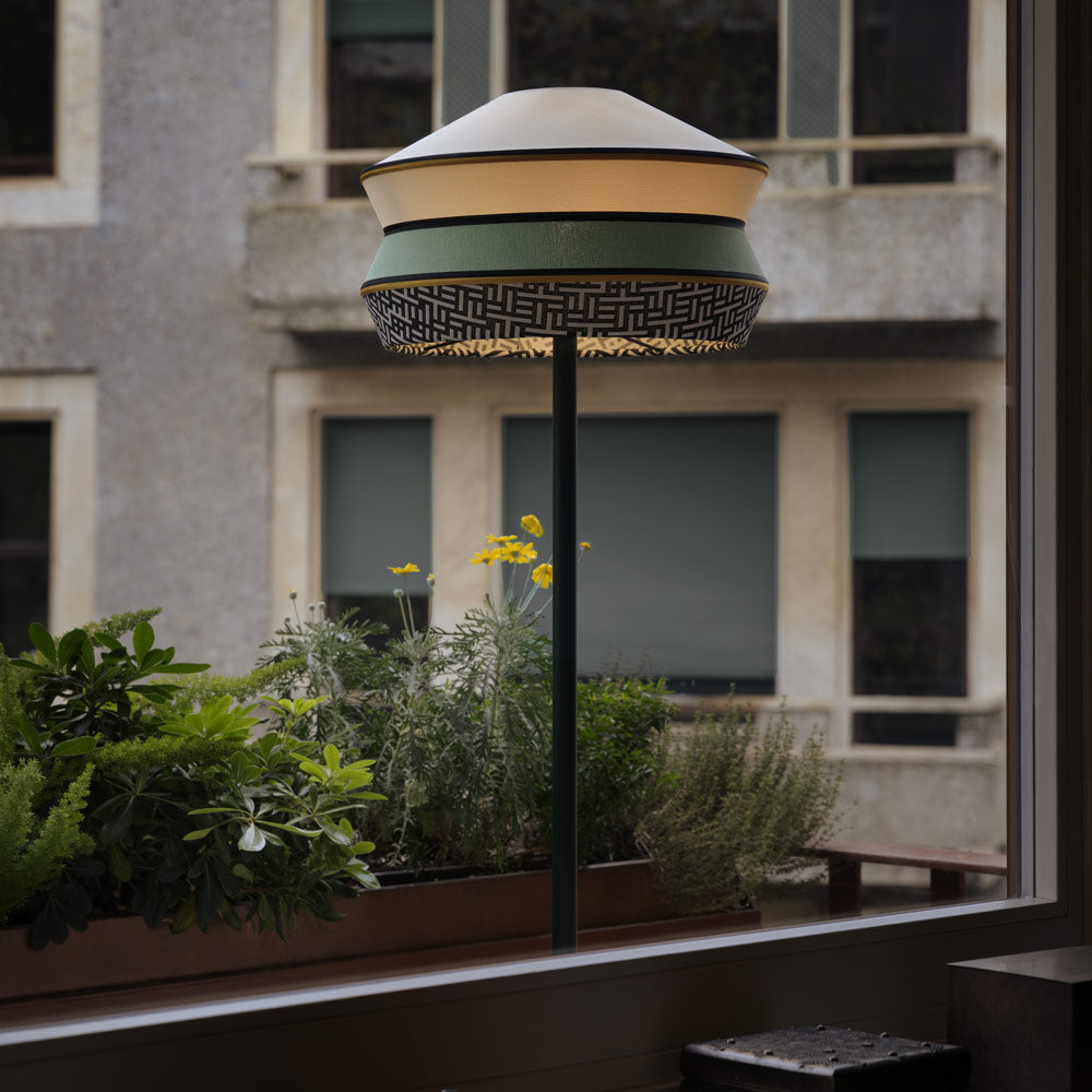 Calypso Antigua Outdoor Floor Lamp in Outside Area.