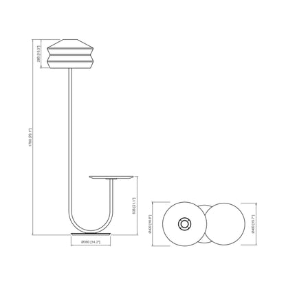 Calypso Antigua Outdoor Floor Lamp - line drawing.