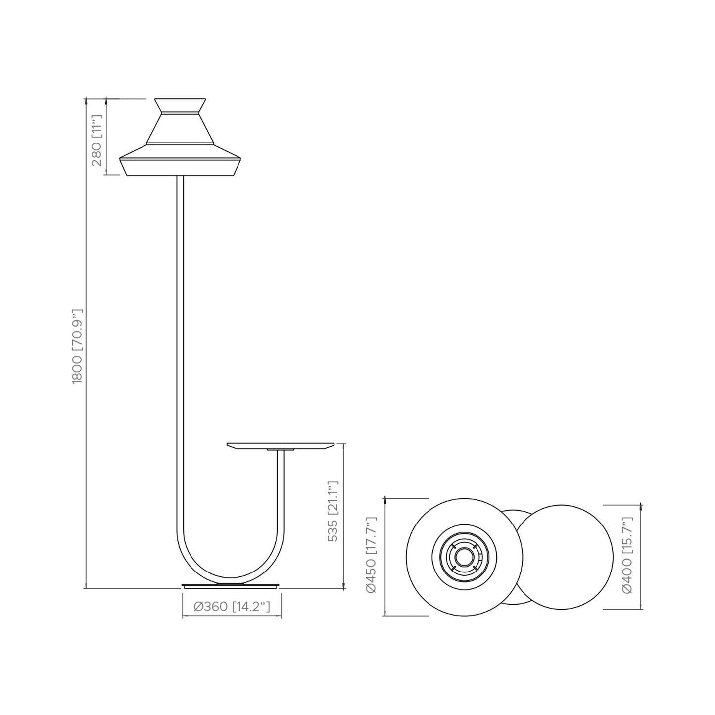 Calypso Guadaloupe Floor Lamp - line drawing.
