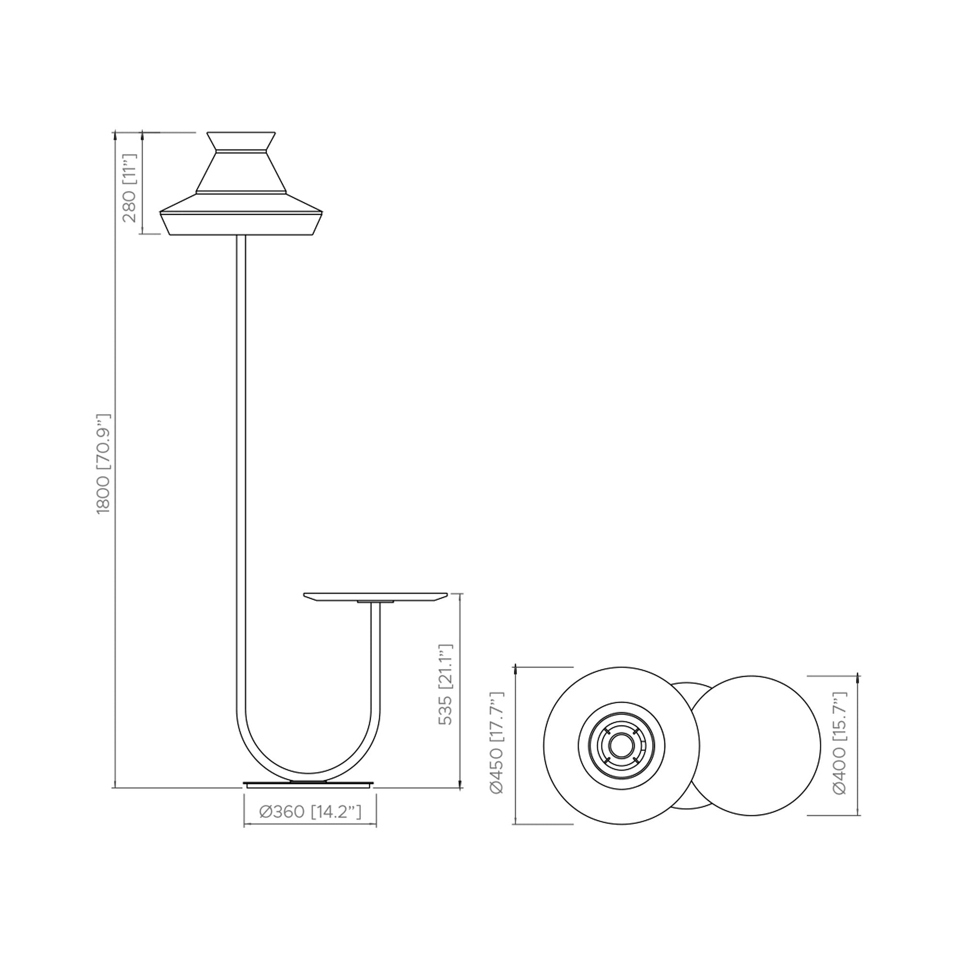 Calypso Guadaloupe Floor Lamp - line drawing.