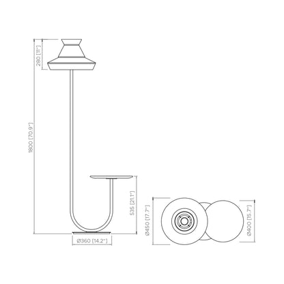 Calypso Guadaloupe Floor Lamp - line drawing.