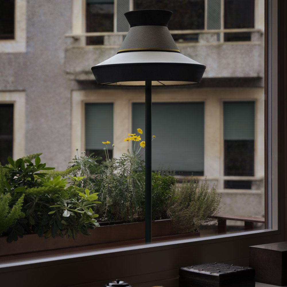 Calypso Guadaloupe Outdoor Floor Lamp in Outside Area.