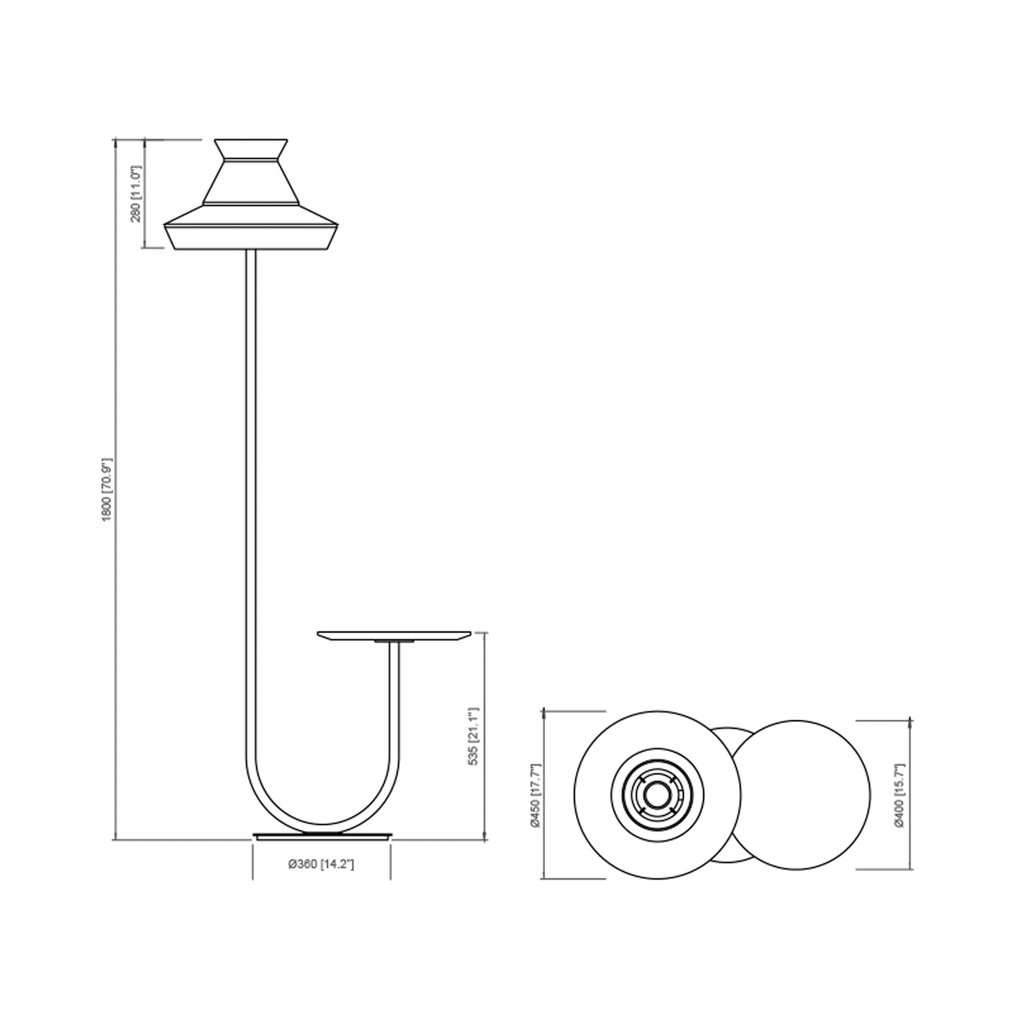 Calypso Guadaloupe Outdoor Floor Lamp - line drawing.