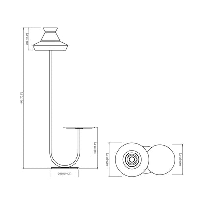 Calypso Guadaloupe Outdoor Floor Lamp - line drawing.