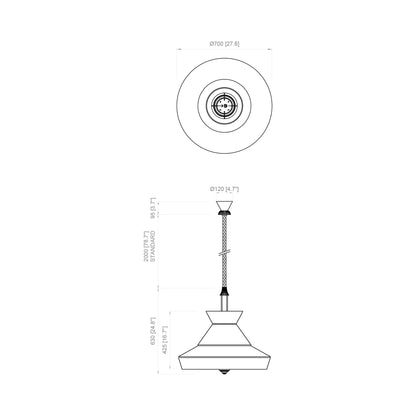 Calypso Guadaloupe Pendant Light - line drawing.