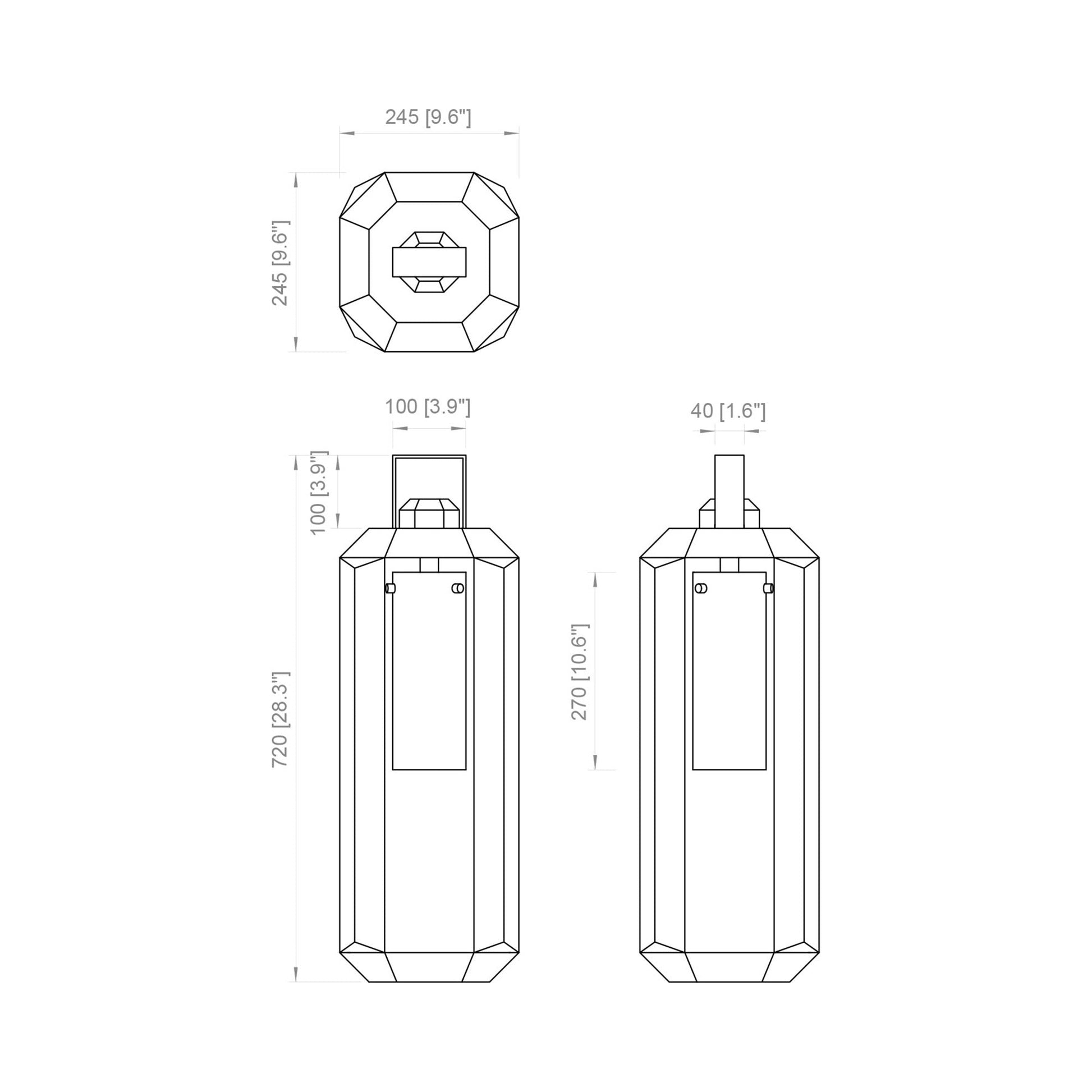 Cube Table Lamp - line drawing.