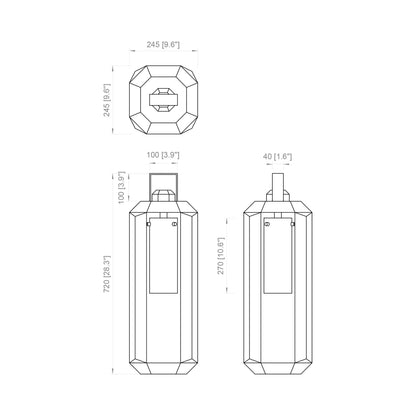 Cube Table Lamp - line drawing.
