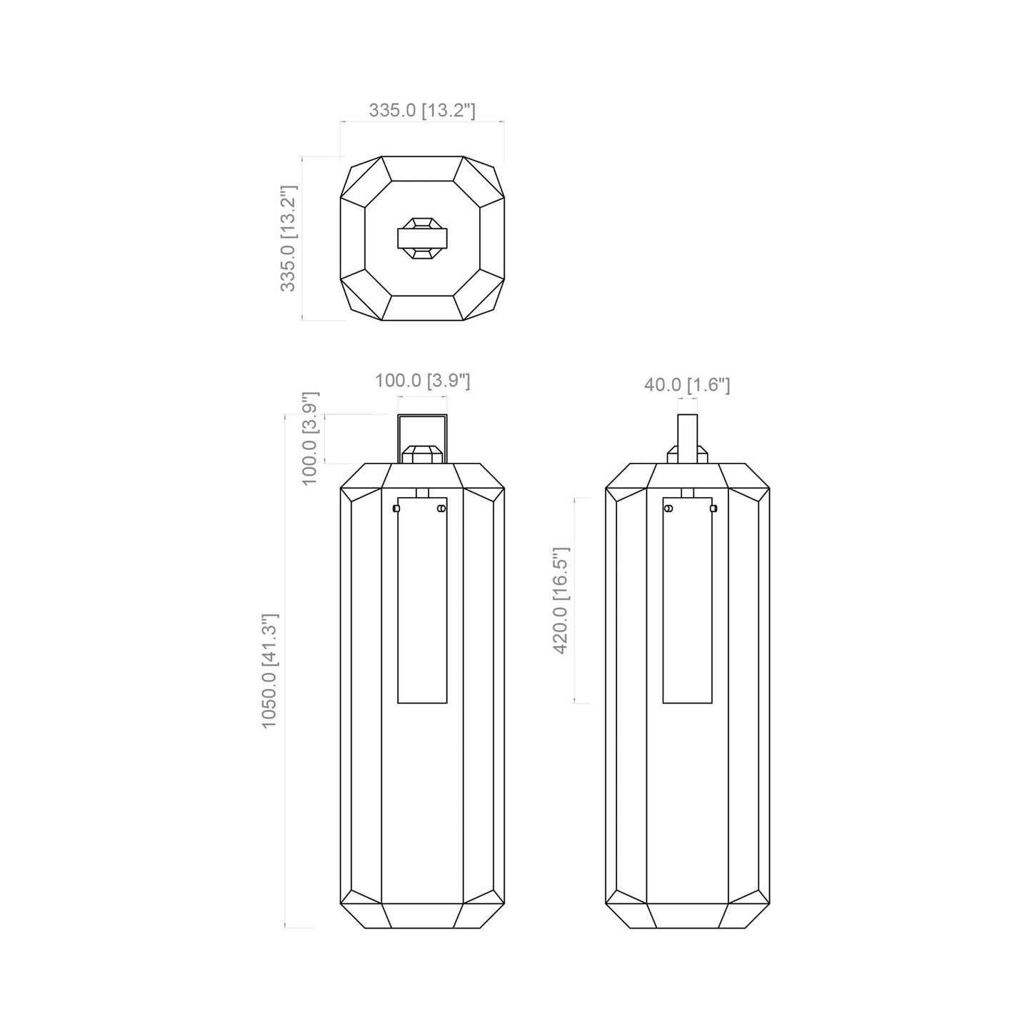 Cube Table Lamp - line drawing.