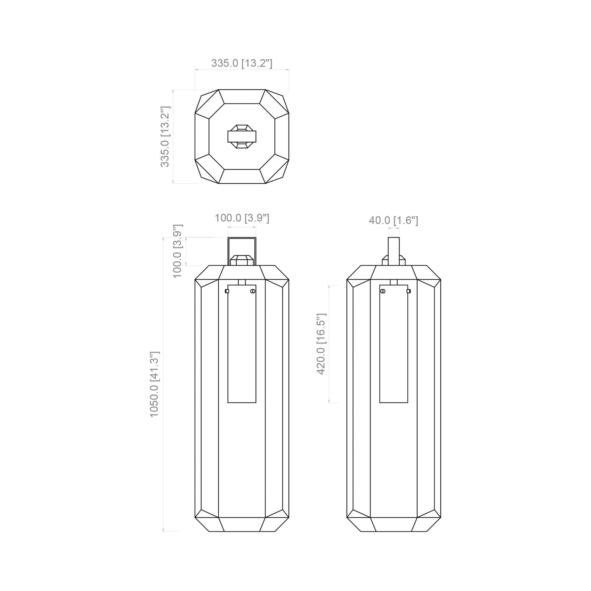 Cube Table Lamp - line drawing.
