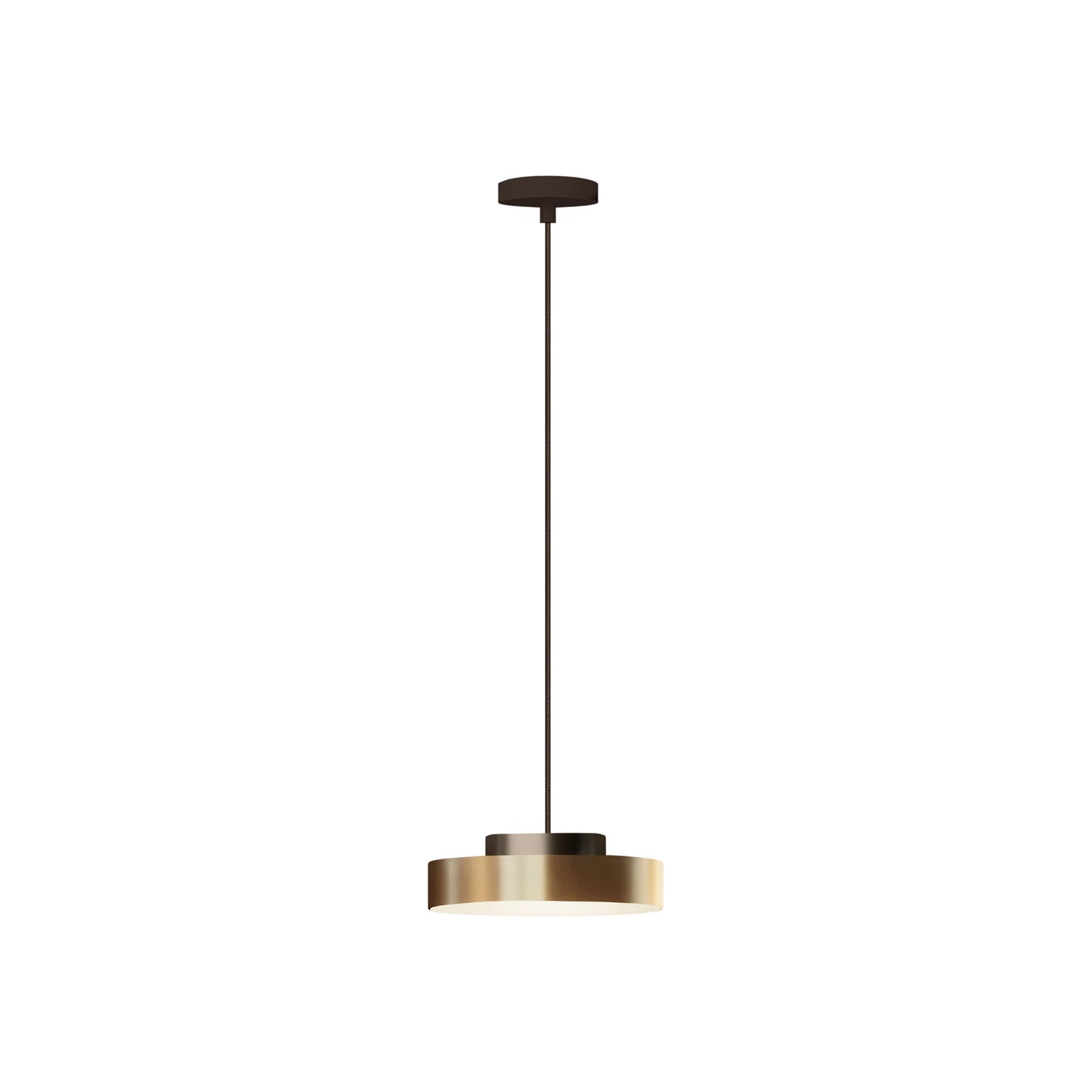 Discus LED Pendant Light in Dark Brown/Gold (Small).