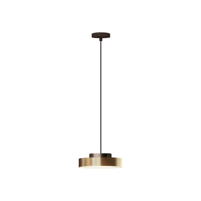 Discus LED Pendant Light in Dark Brown/Gold (Small).
