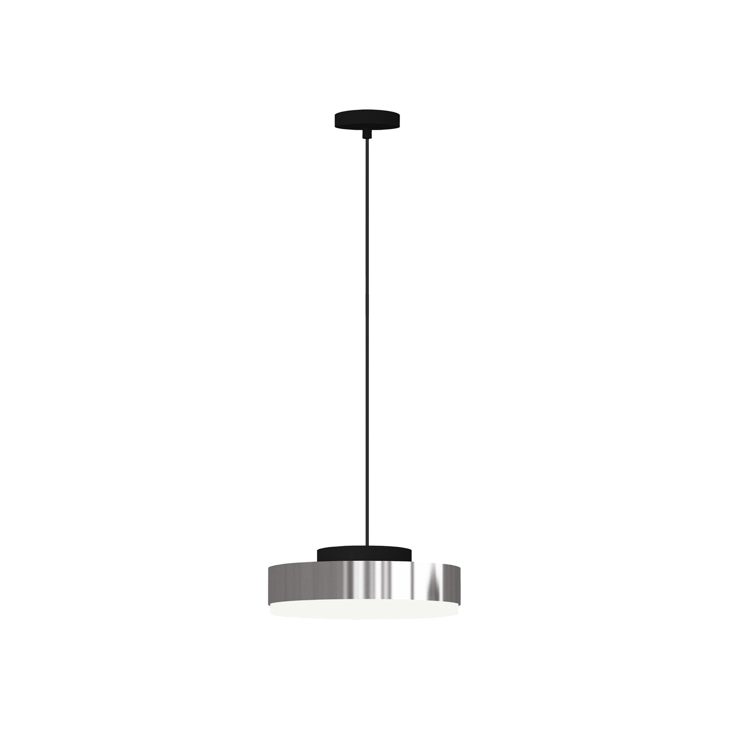 Discus LED Pendant Light in Matt Black/Polished Nickel (Small).