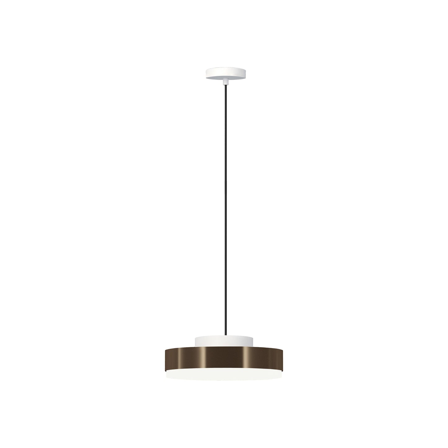 Discus LED Pendant Light in Matt White/Brushed Bronze Nickel (Small).