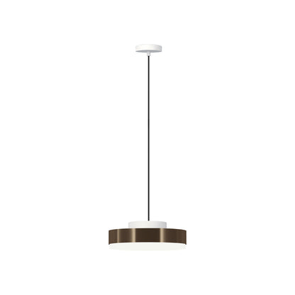 Discus LED Pendant Light in Matt White/Brushed Bronze Nickel (Small).