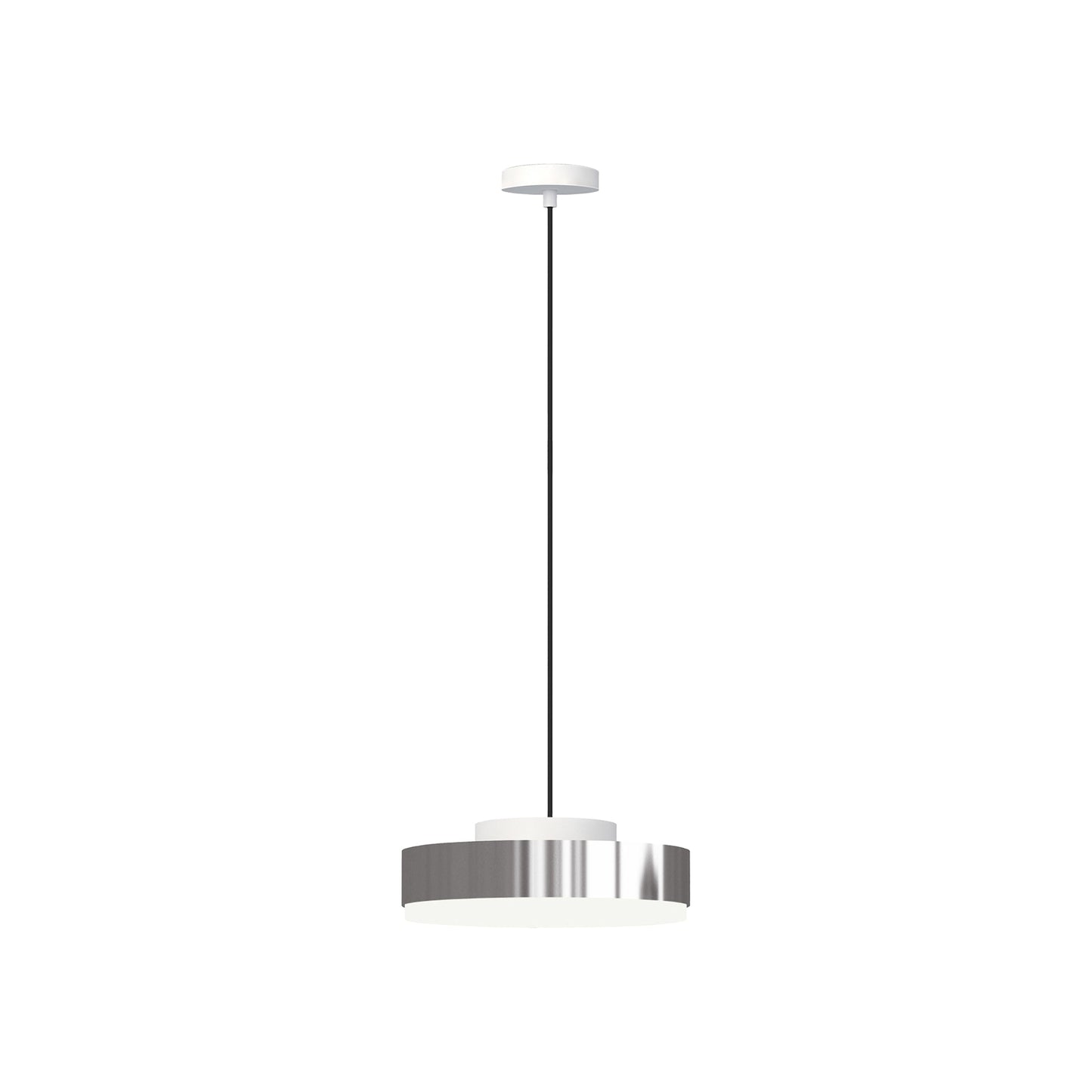 Discus LED Pendant Light in Matt White/Polished Nickel (Small).