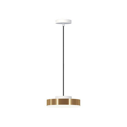 Discus LED Pendant Light in Matt White/Satin Brass (Small).