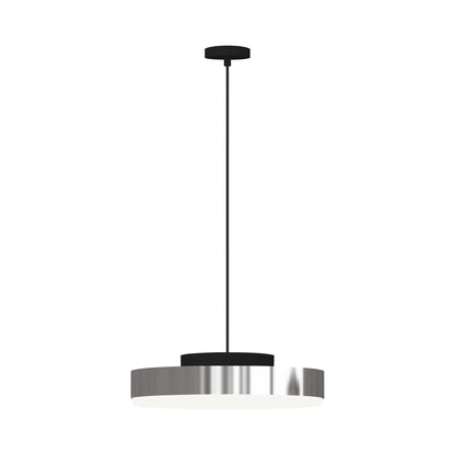 Discus LED Pendant Light in Matt Black/Polished Nickel (Large).