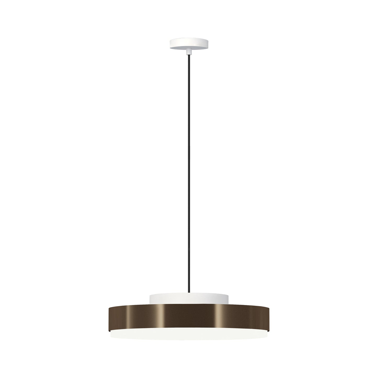 Discus LED Pendant Light in Matt White/Brushed Bronze Nickel (Large).