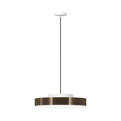Discus LED Pendant Light in Matt White/Brushed Bronze Nickel (Large).