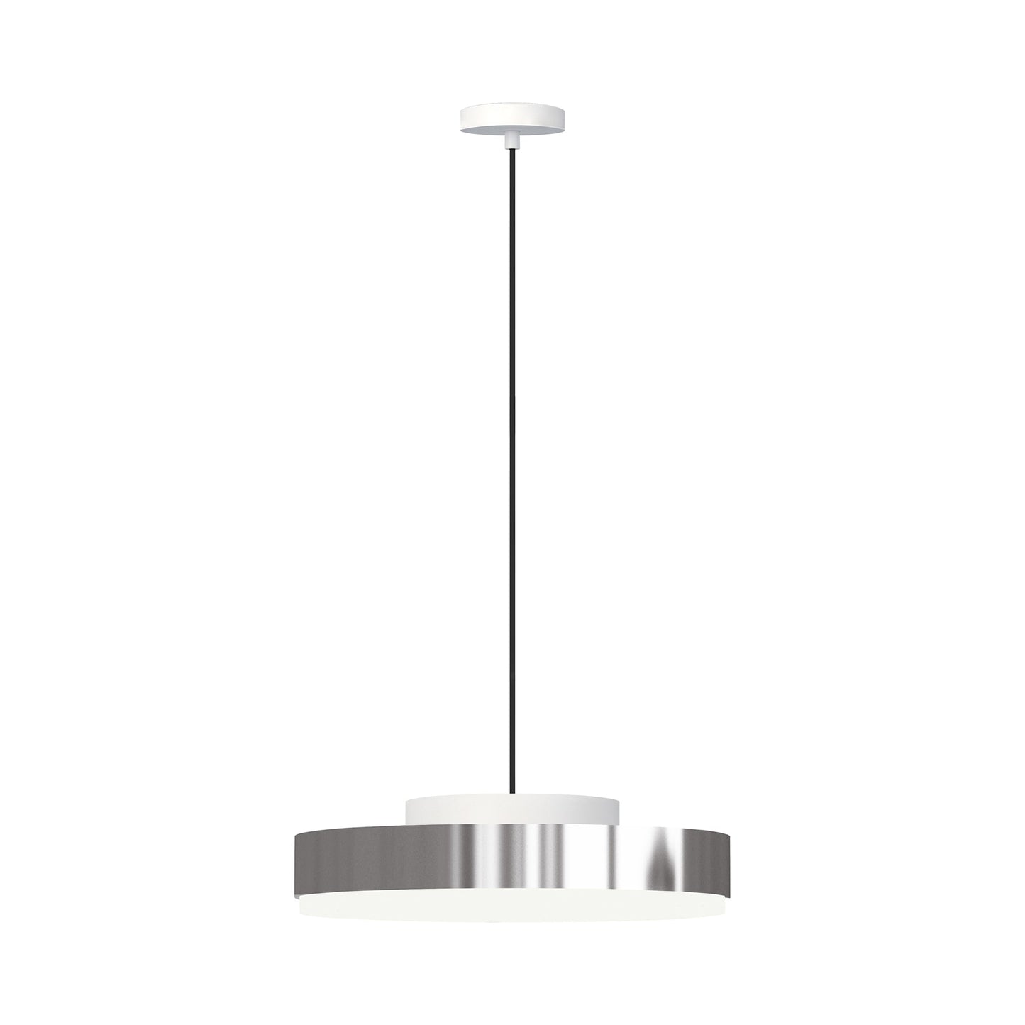Discus LED Pendant Light in Matt White/Polished Nickel (Large).