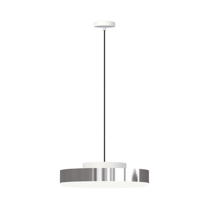Discus LED Pendant Light in Matt White/Polished Nickel (Large).