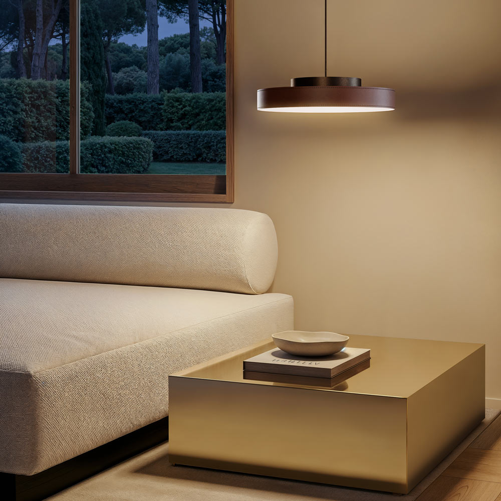 Discus LED Pendant Light in living room.