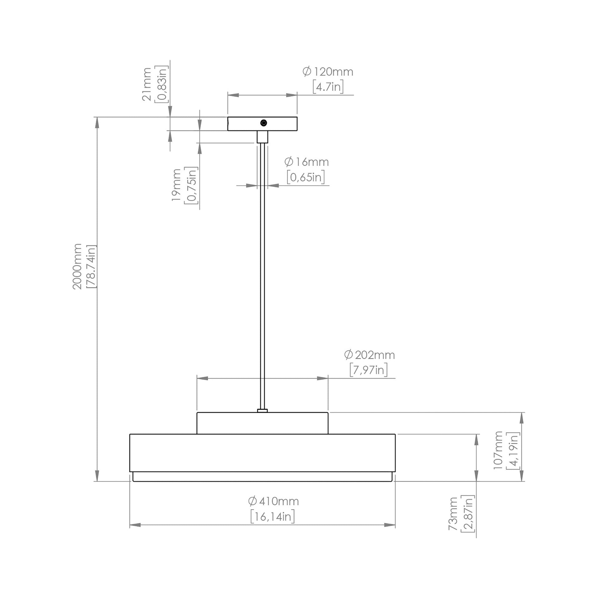 Discus LED Pendant Light - line drawing.
