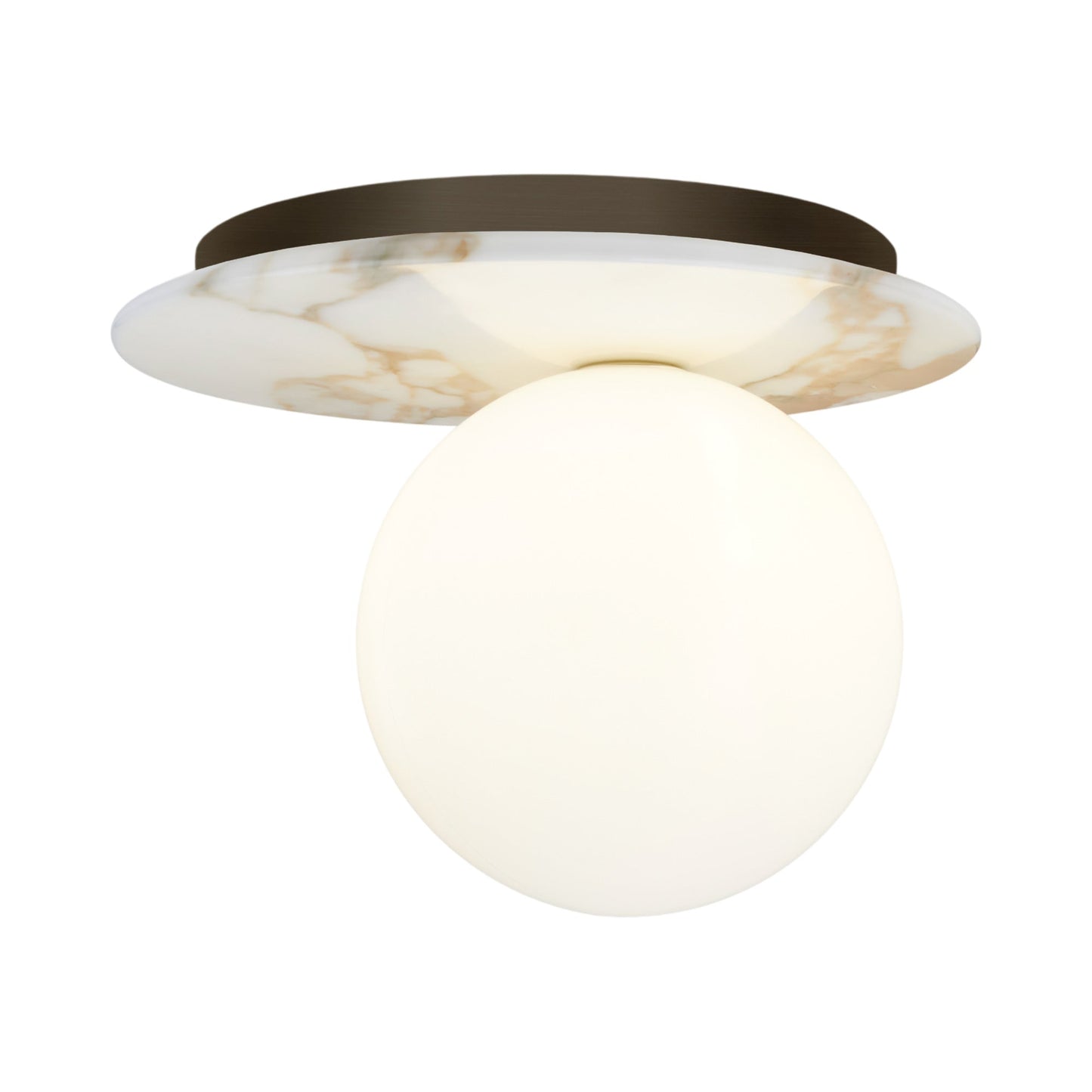 Emma Flush Mount Ceiling Light in White Calacatta.