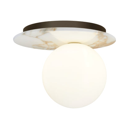 Emma Flush Mount Ceiling Light in White Calacatta.