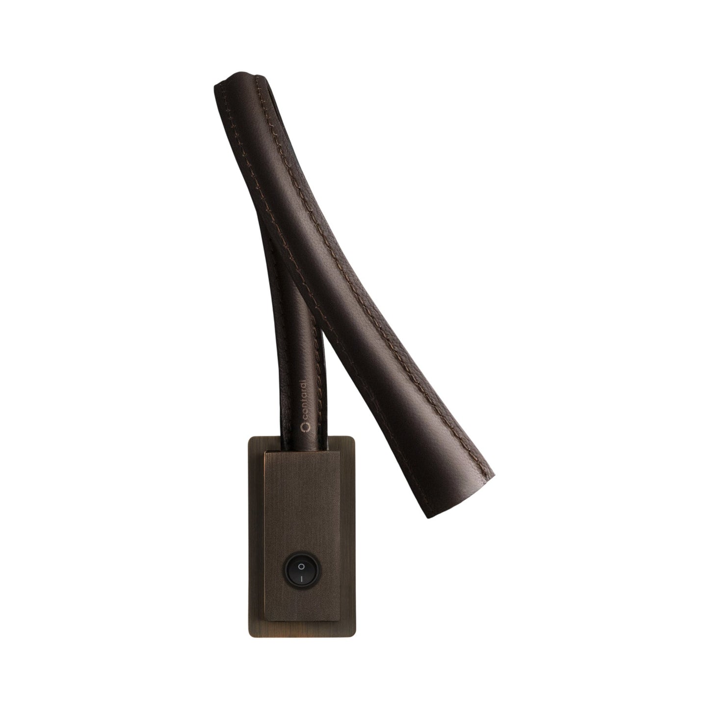 Flexiled LED Wall Light in Satin Bronze/Dark Brown Leather (23.6-Inch/With Switch).