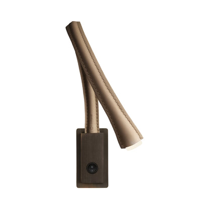Flexiled LED Wall Light in Satin Bronze/Taupe Leather (23.6-Inch/With Switch).
