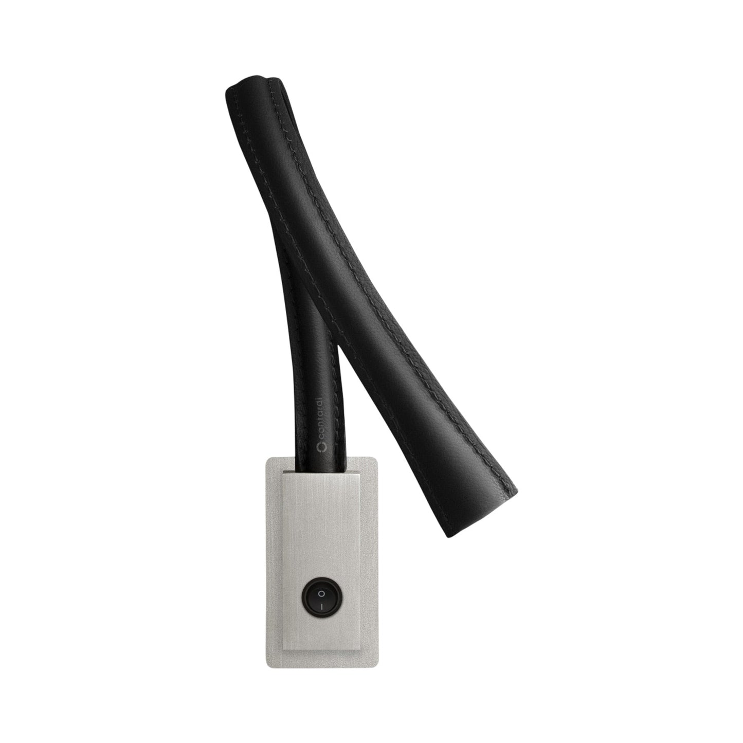 Flexiled LED Wall Light in Satin Nickel/Black Leather (23.6-Inch/With Switch).
