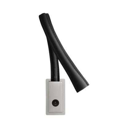 Flexiled LED Wall Light in Satin Nickel/Black Leather (23.6-Inch/With Switch).