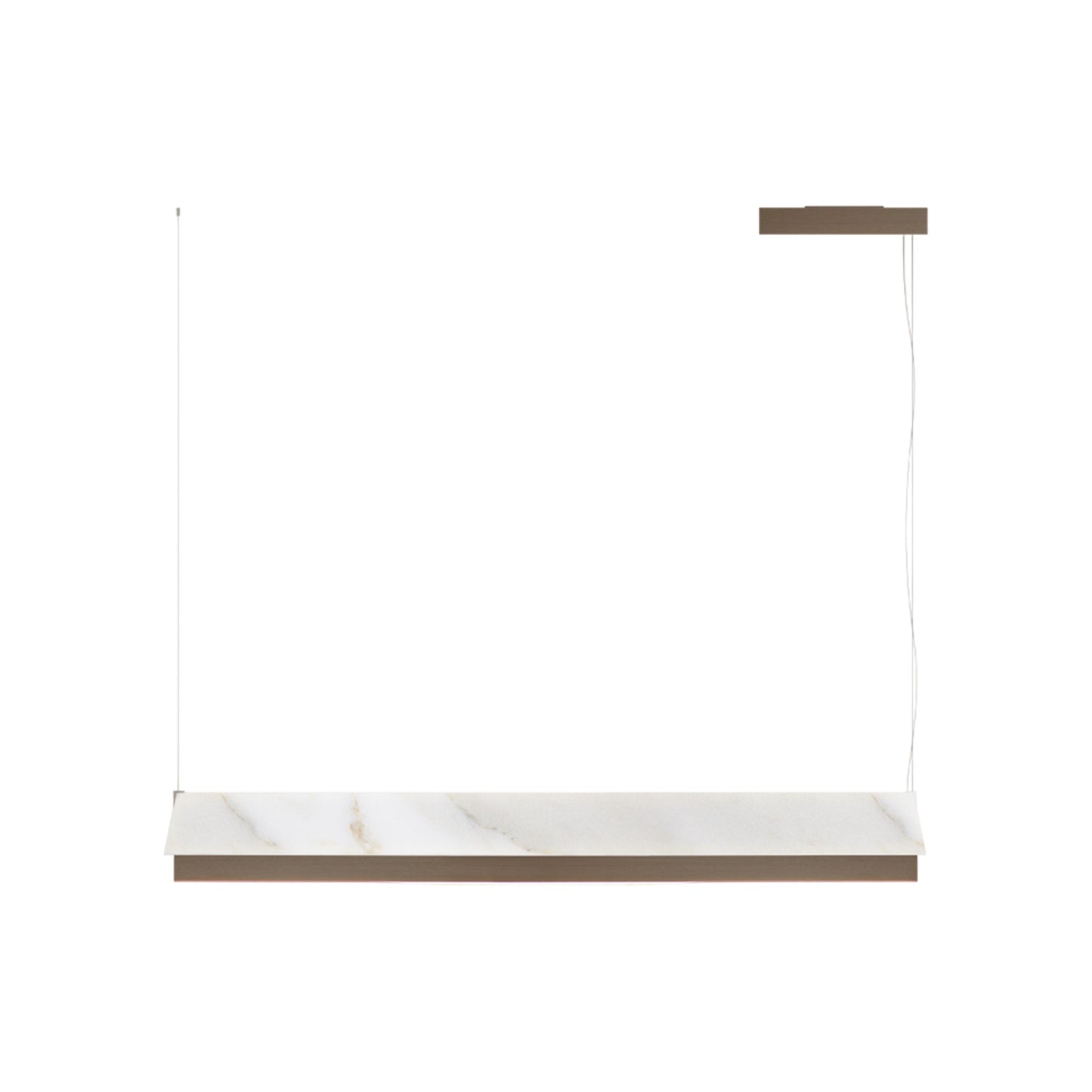 Fly LED Pendant Light in Brushed Bronze Nickel/White Calacatta (46.57-Inch).